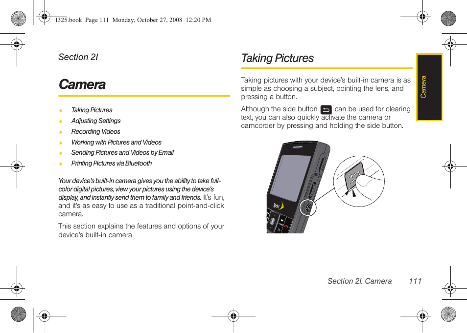 Camera, Taking pictures | Samsung SPH-I325DLASPR User Manual | Page 125 / 227