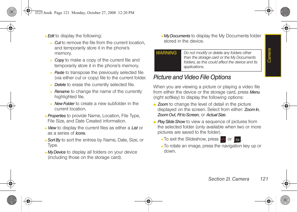 Picture and video file options | Samsung SPH-I325DLASPR User Manual | Page 135 / 227