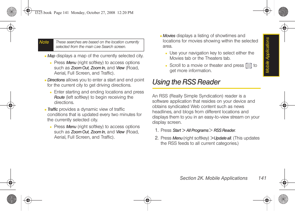 Using the rss reader | Samsung SPH-I325DLASPR User Manual | Page 155 / 227