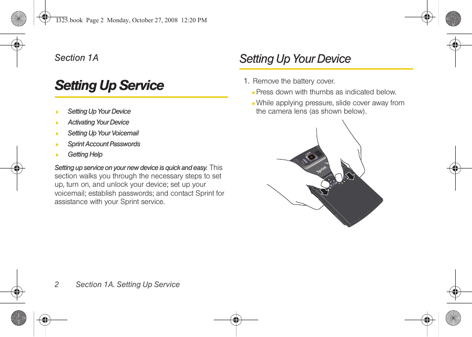 Setting up service, Setting up your device, 1a. setting up service | Samsung SPH-I325DLASPR User Manual | Page 16 / 227