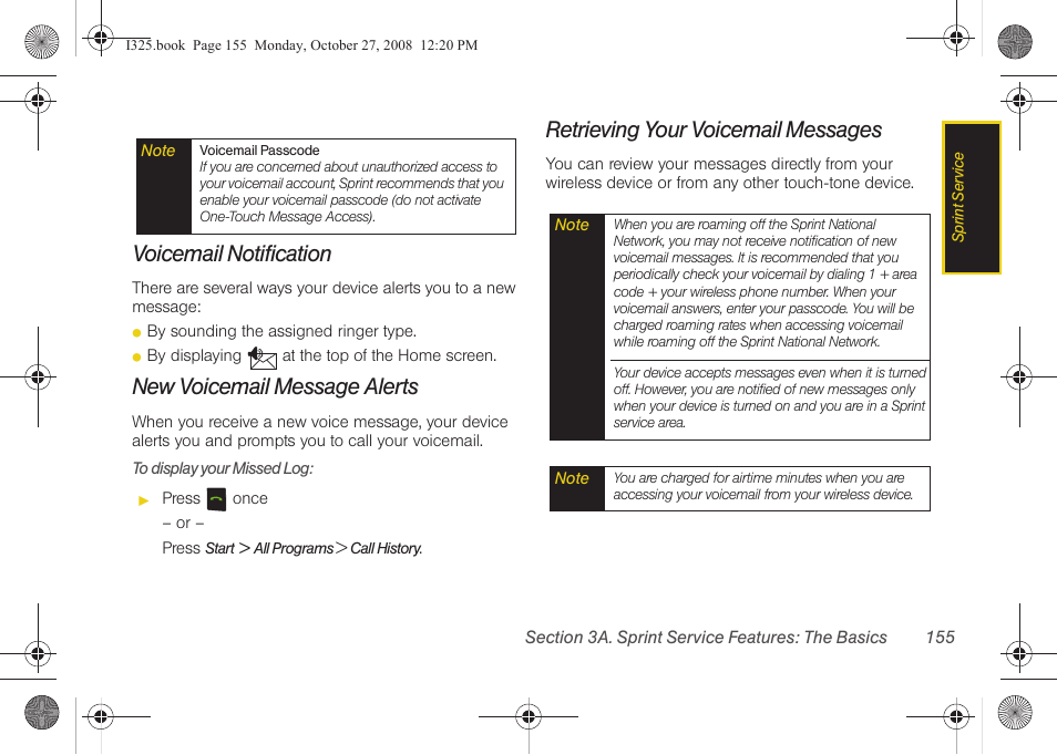 Voicemail notification, New voicemail message alerts, Retrieving your voicemail messages | Samsung SPH-I325DLASPR User Manual | Page 169 / 227