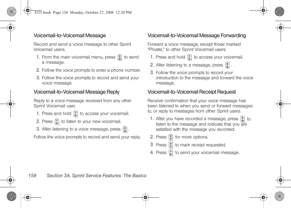 Voicemail-to-voicemail message, Voicemail-to-voicemail message reply, Voicemail-to-voicemail message forwarding | Voicemail-to-voicemail receipt request | Samsung SPH-I325DLASPR User Manual | Page 172 / 227