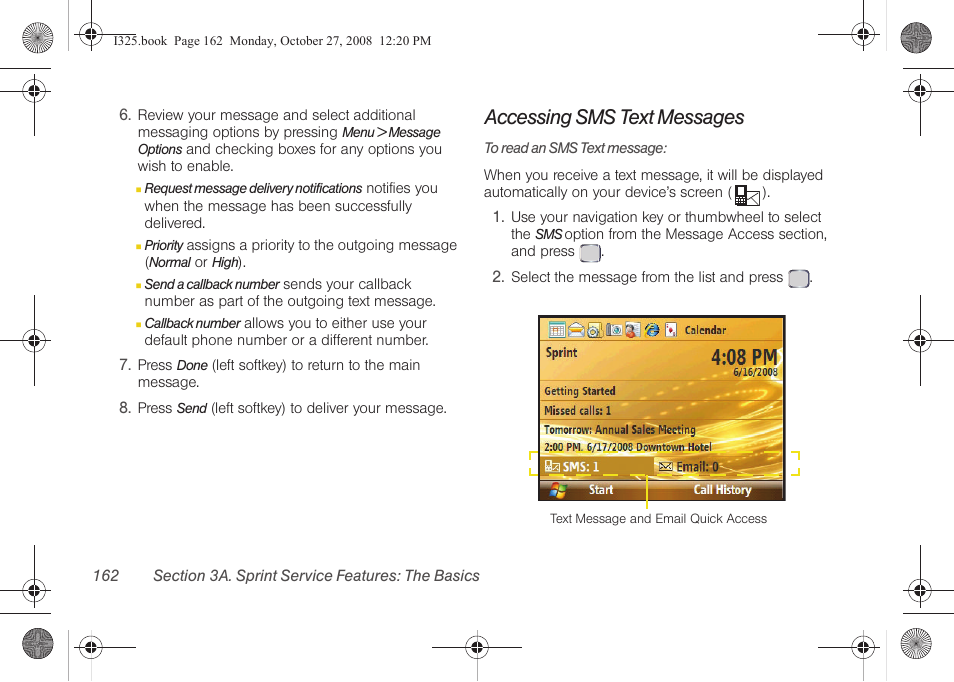 Accessing sms text messages | Samsung SPH-I325DLASPR User Manual | Page 176 / 227