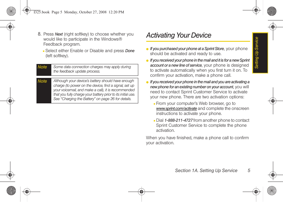 Activating your device | Samsung SPH-I325DLASPR User Manual | Page 19 / 227