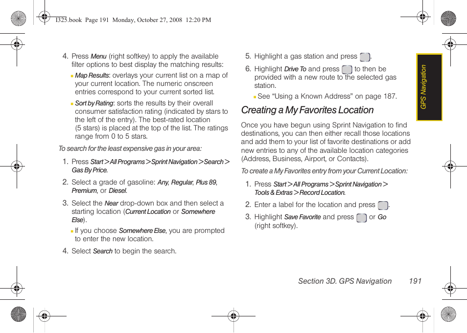 Creating a my favorites location | Samsung SPH-I325DLASPR User Manual | Page 205 / 227