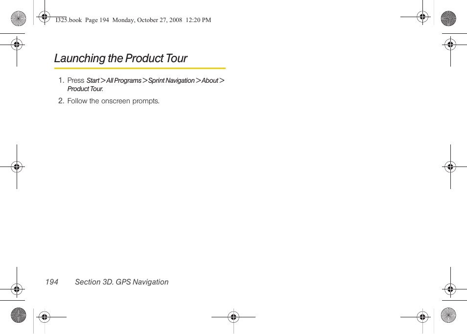 Launching the product tour | Samsung SPH-I325DLASPR User Manual | Page 208 / 227