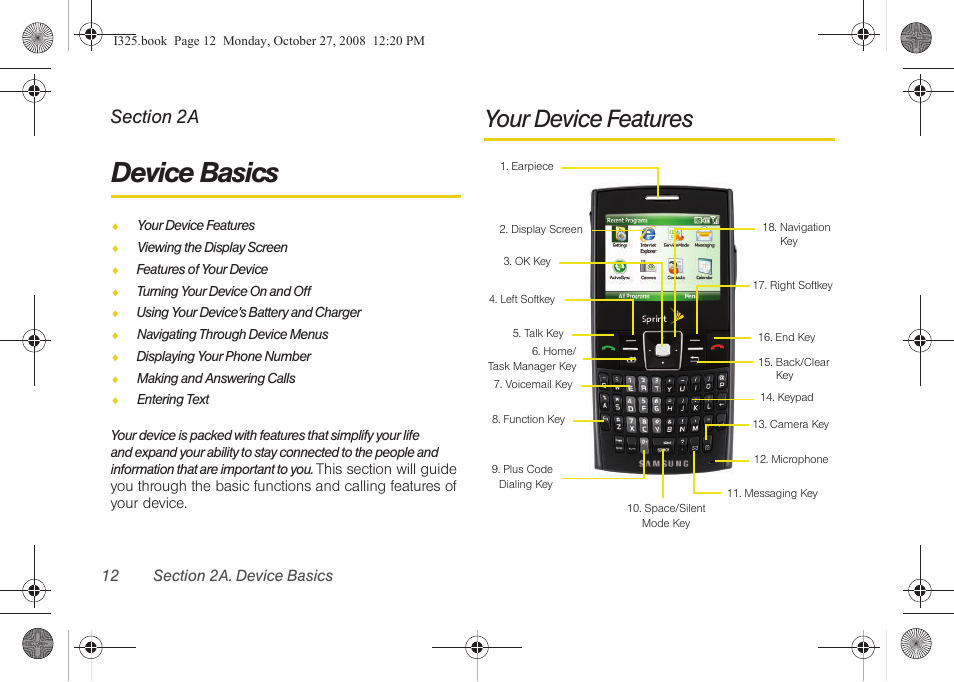 Device basics, Your device features, 2a. device basics | Samsung SPH-I325DLASPR User Manual | Page 26 / 227