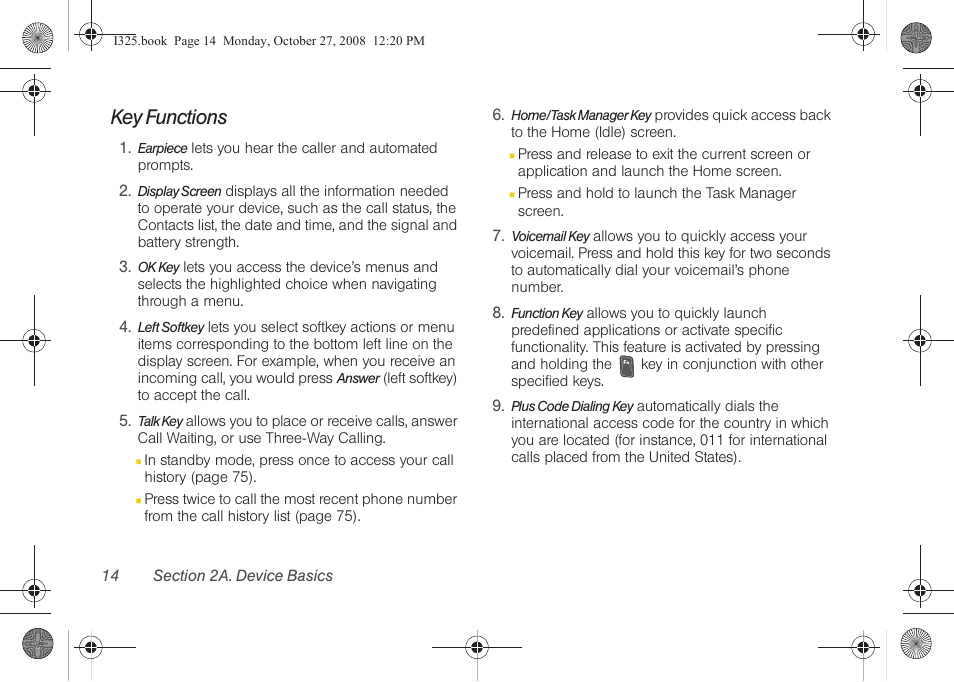 Key functions | Samsung SPH-I325DLASPR User Manual | Page 28 / 227