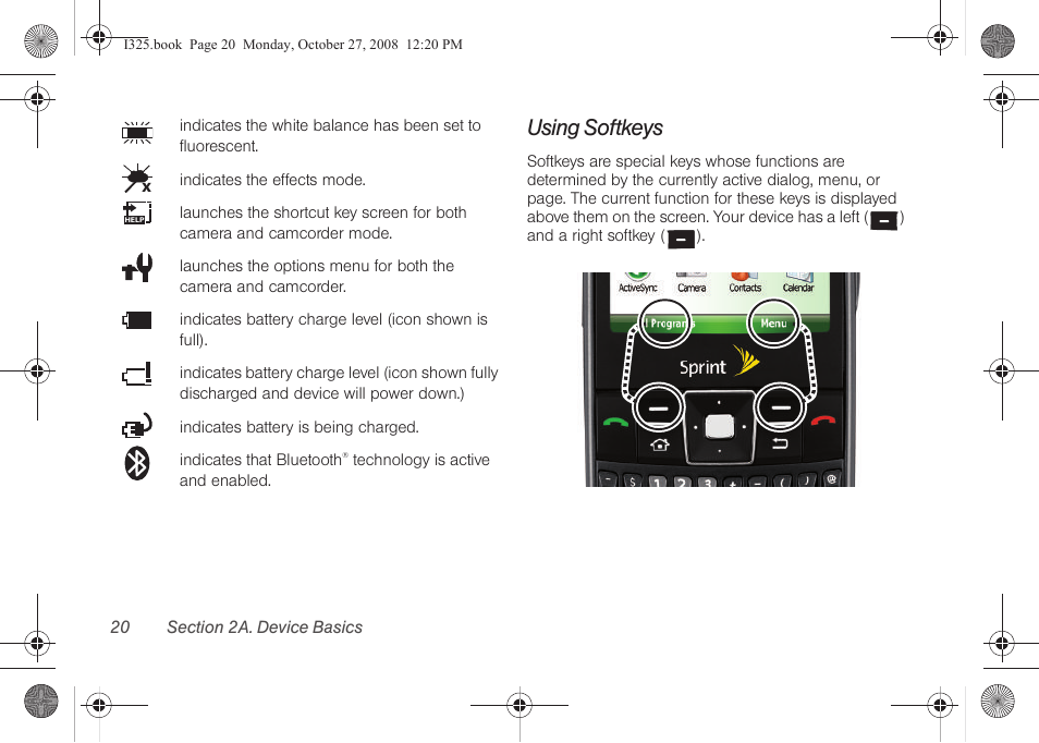 Using softkeys | Samsung SPH-I325DLASPR User Manual | Page 34 / 227