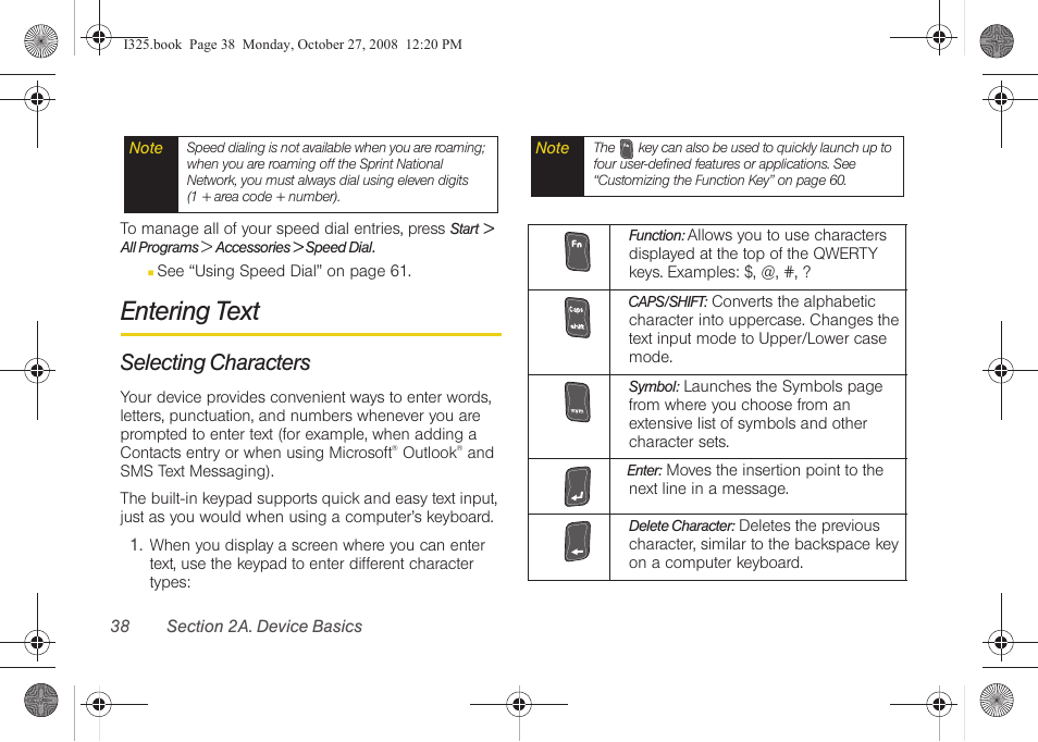 Entering text, Selecting characters | Samsung SPH-I325DLASPR User Manual | Page 52 / 227