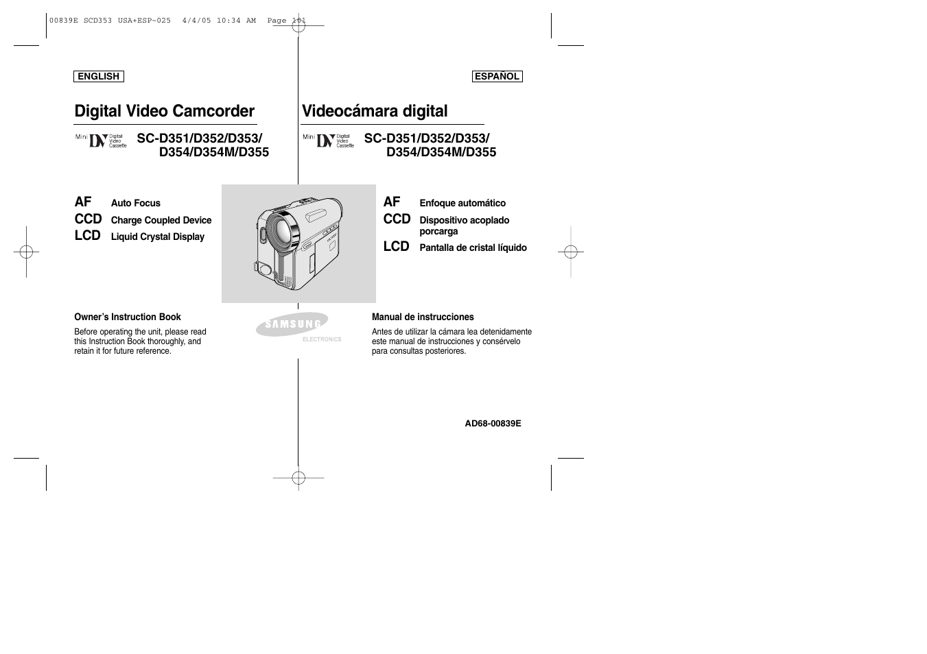 Samsung SC-D353-XAP User Manual | 122 pages