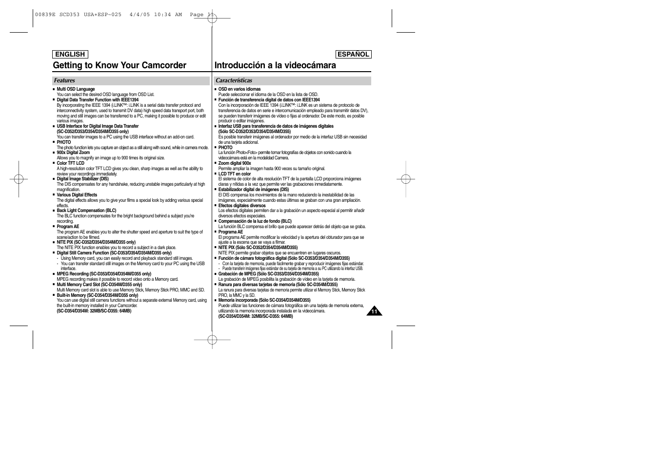 Samsung SC-D353-XAP User Manual | Page 11 / 122