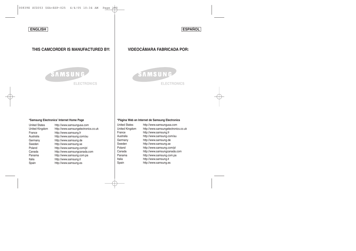 Samsung SC-D353-XAP User Manual | Page 122 / 122