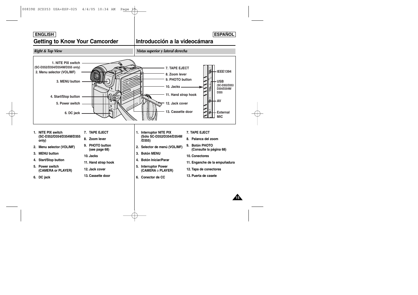 Dv usb av mic | Samsung SC-D353-XAP User Manual | Page 15 / 122