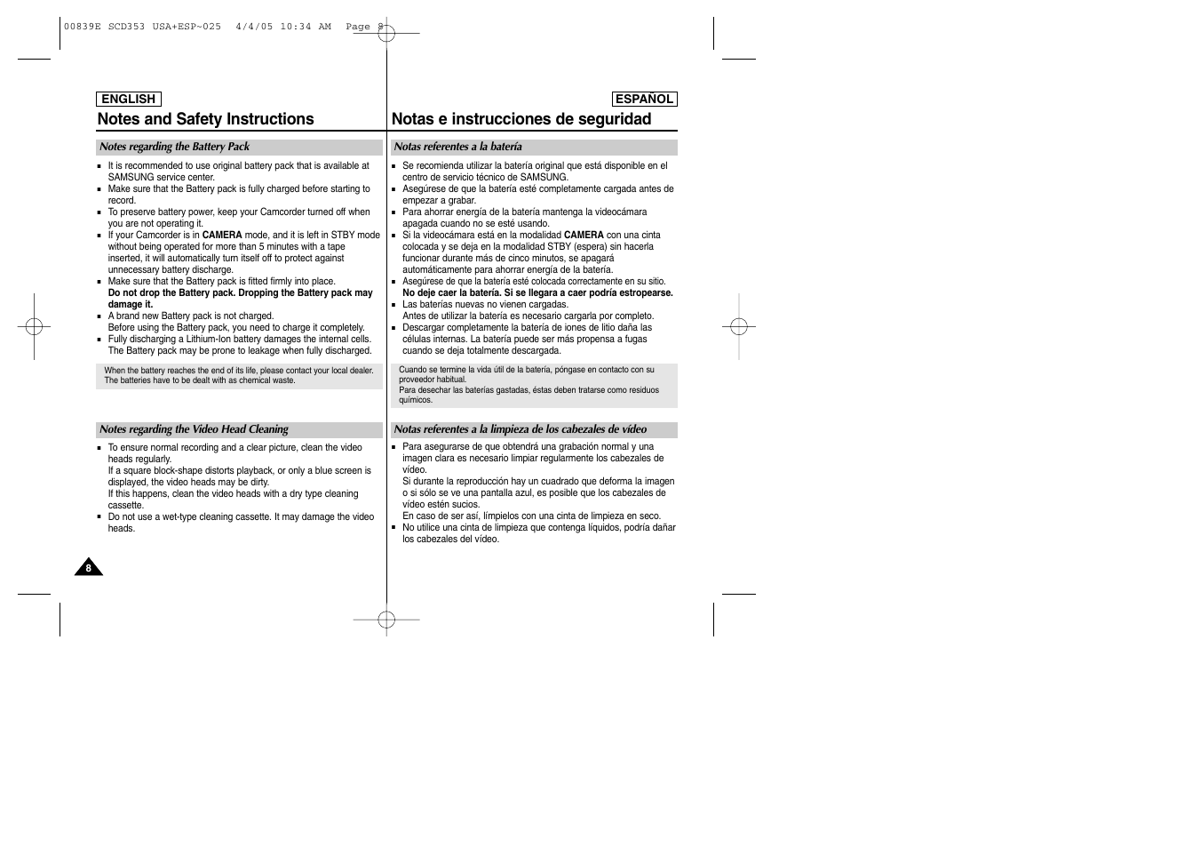 Samsung SC-D353-XAP User Manual | Page 8 / 122