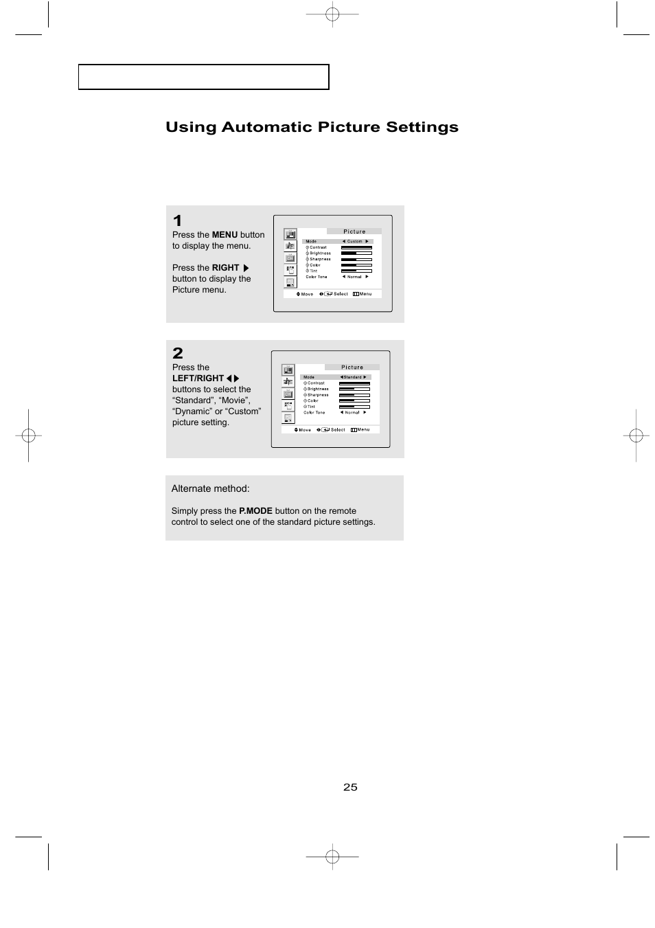 Using automatic picture settings | Samsung LTN226WX-XAC User Manual | Page 33 / 72