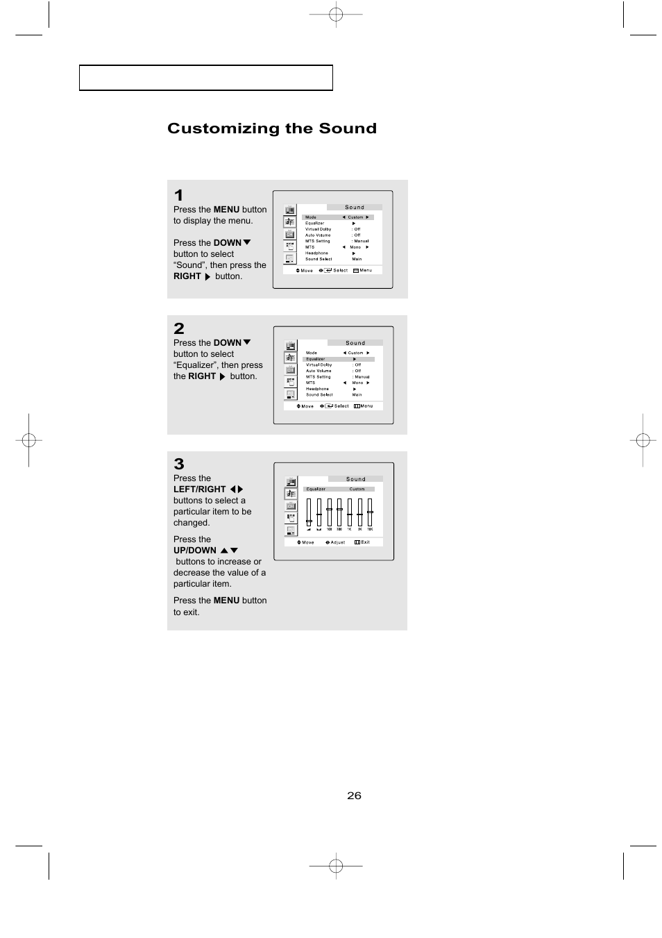 Customizing the sound | Samsung LTN226WX-XAC User Manual | Page 34 / 72