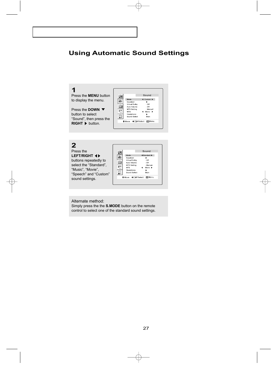 Using automatic sound settings | Samsung LTN226WX-XAC User Manual | Page 35 / 72
