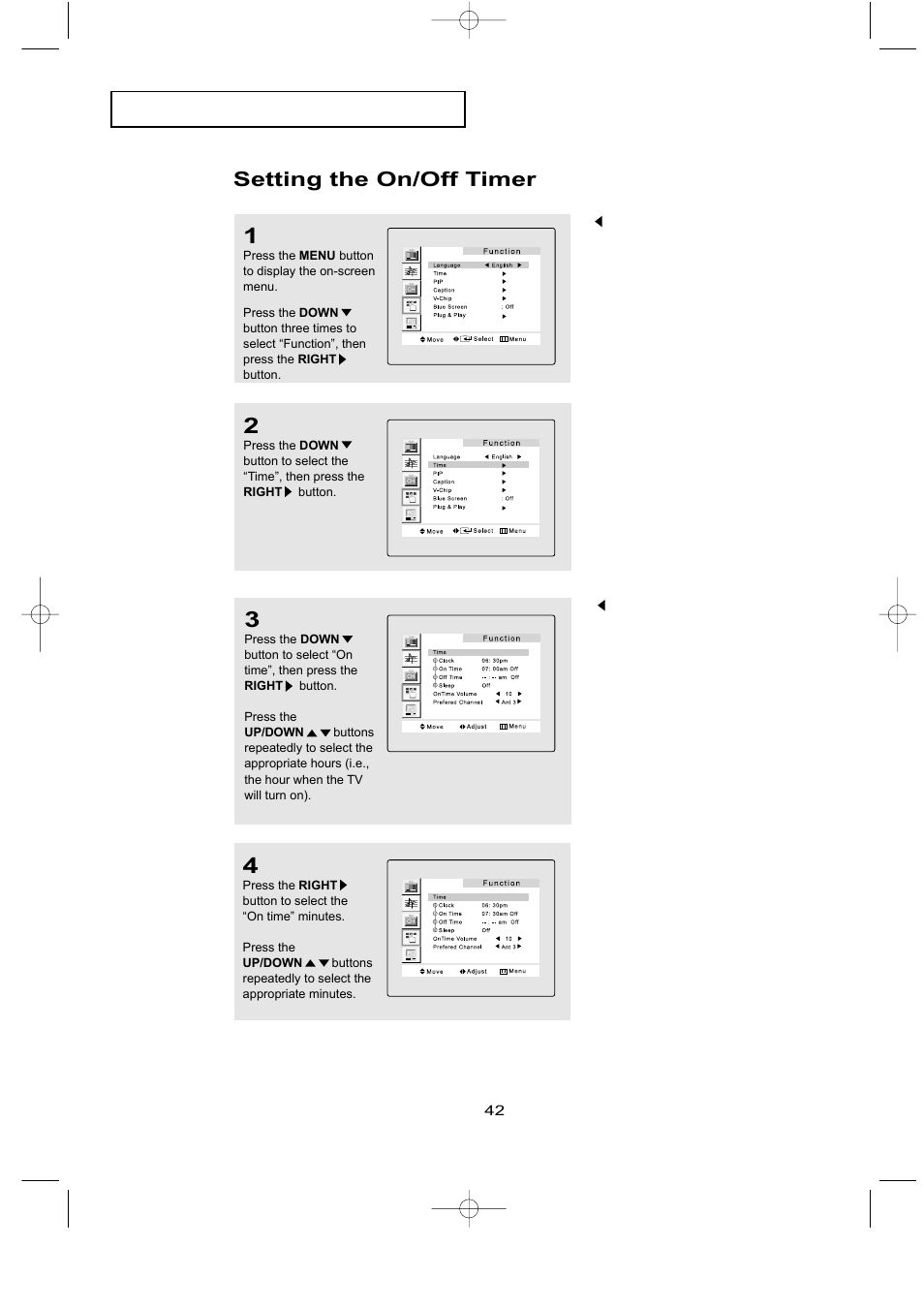 Setting the on/off timer | Samsung LTN226WX-XAC User Manual | Page 50 / 72