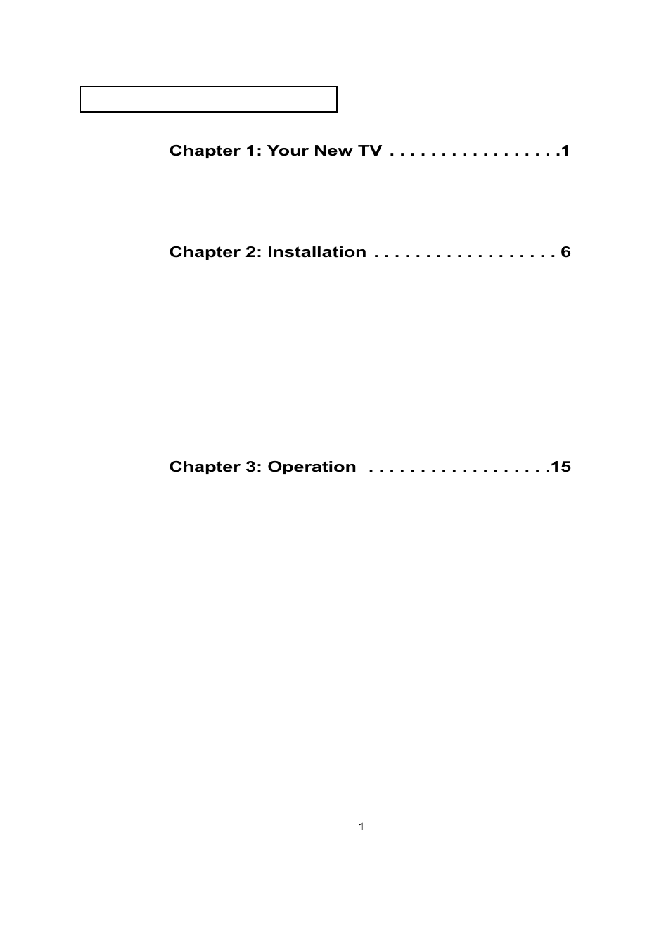 Chapter 1: your new tv, Chapter 2: installation, Chapter 3: operation | Samsung LTN226WX-XAC User Manual | Page 7 / 72