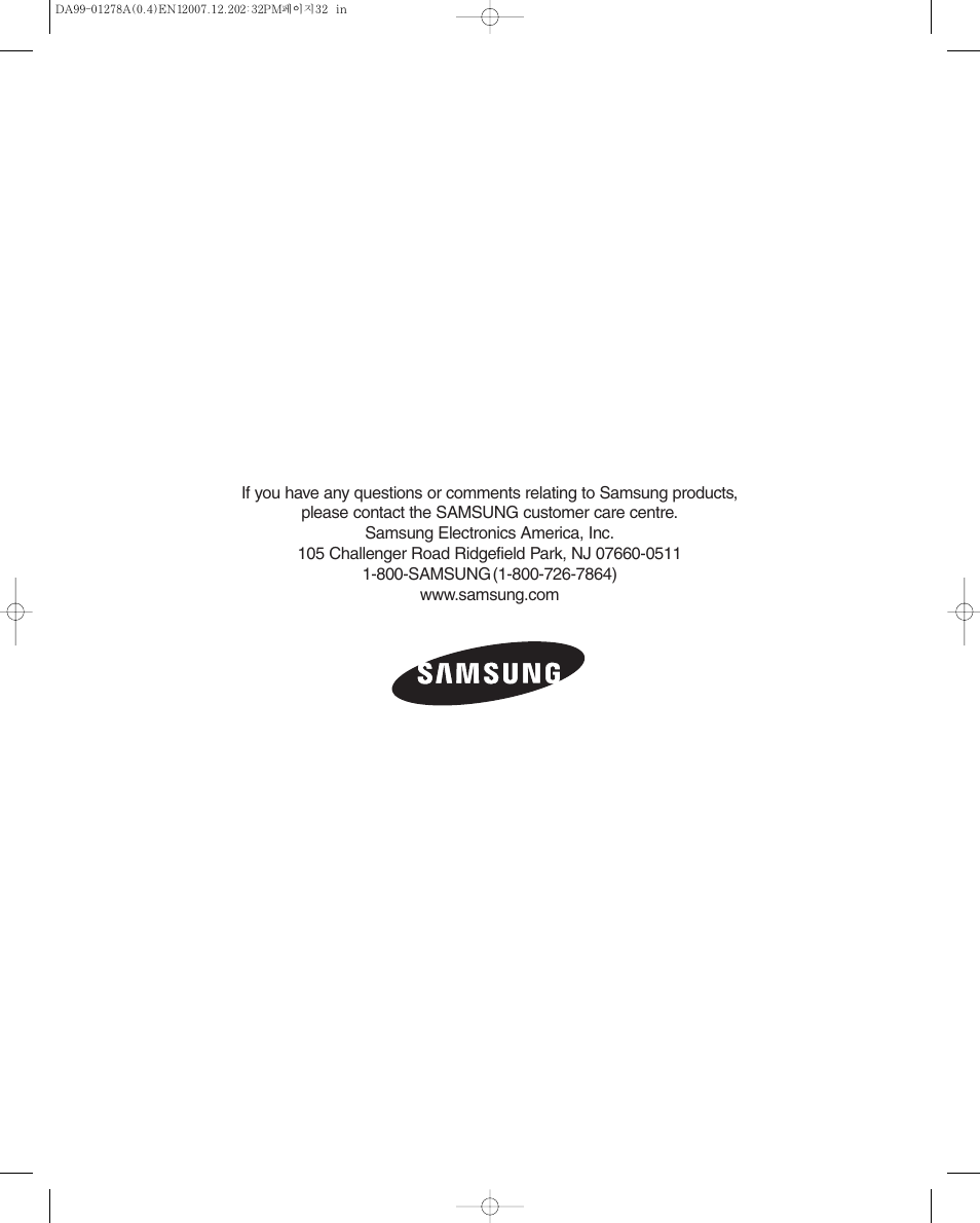 Samsung RS267LBSH-XAA User Manual | Page 32 / 32