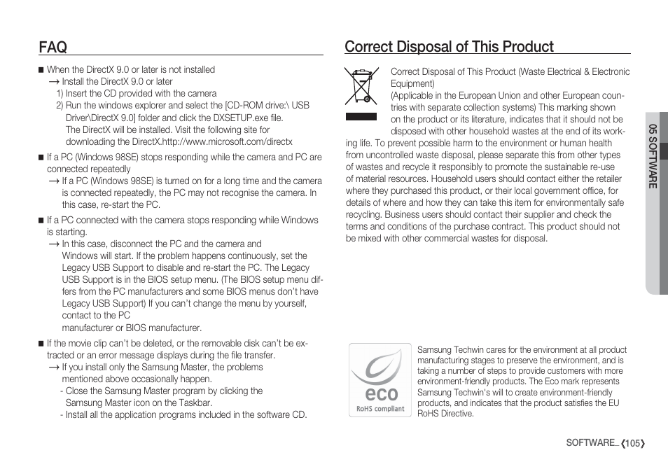 Correct disposal of this product | Samsung EC-S85ZZBBA-SP User Manual | Page 106 / 110