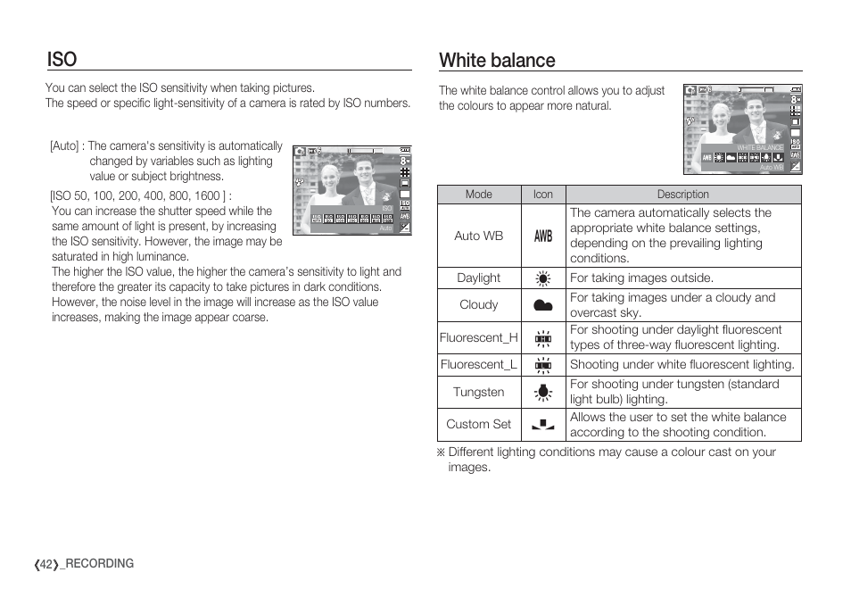 White balance | Samsung EC-S85ZZBBA-SP User Manual | Page 43 / 110