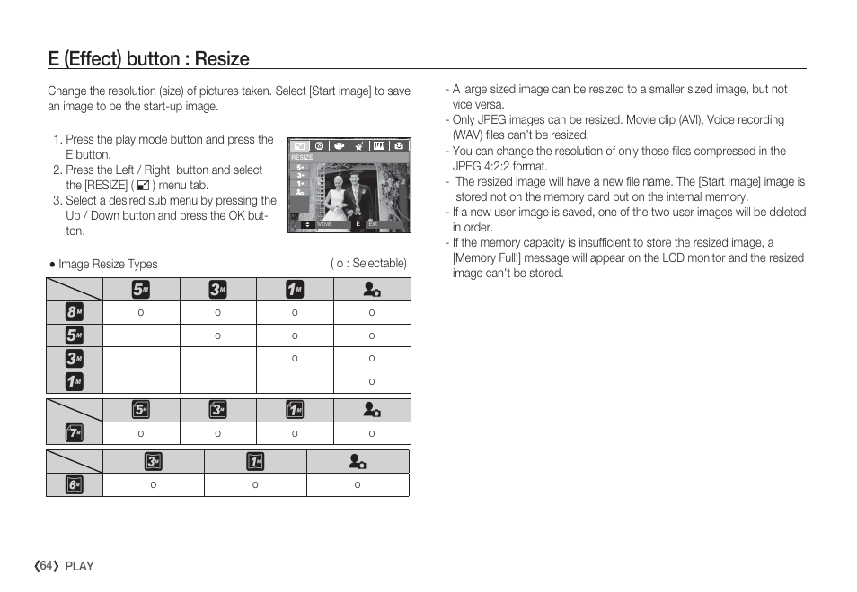 E (effect) button : resize | Samsung EC-S85ZZBBA-SP User Manual | Page 65 / 110