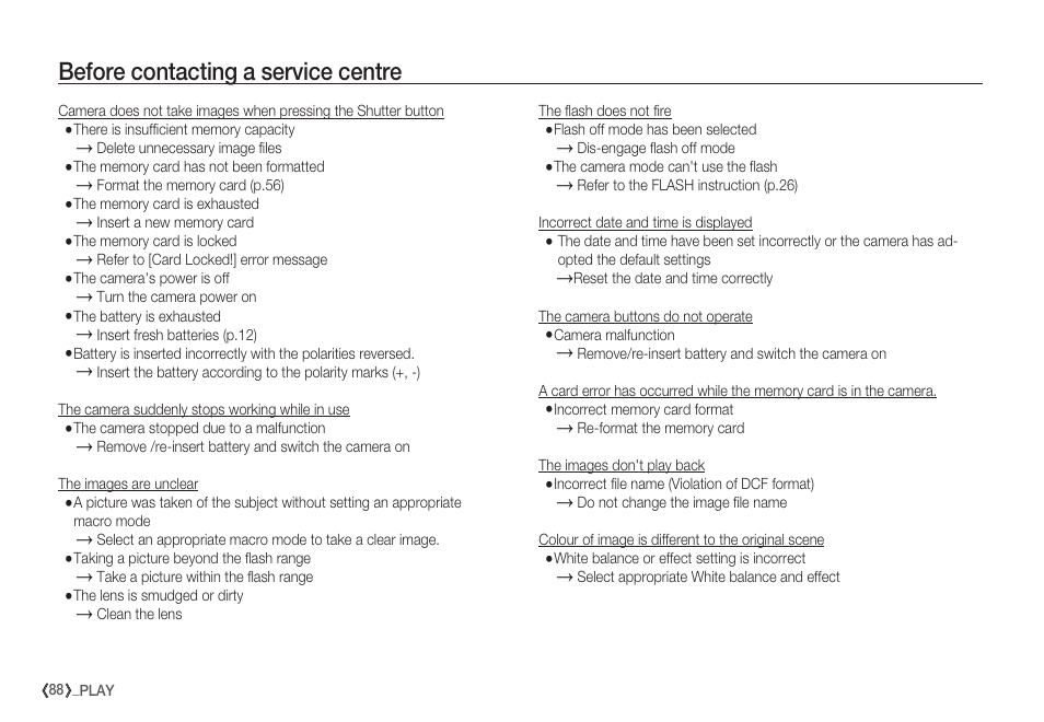 Before contacting a service centre | Samsung EC-S85ZZBBA-SP User Manual | Page 89 / 110