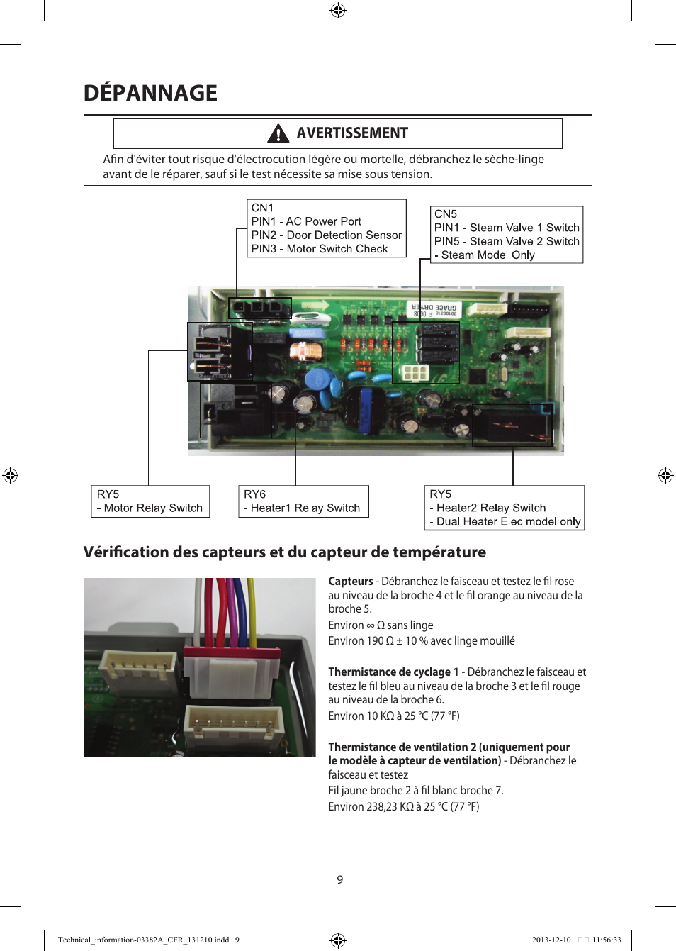 Dépannage, Avertissement | Samsung DV42H5200EF-A3 User Manual | Page 21 / 36