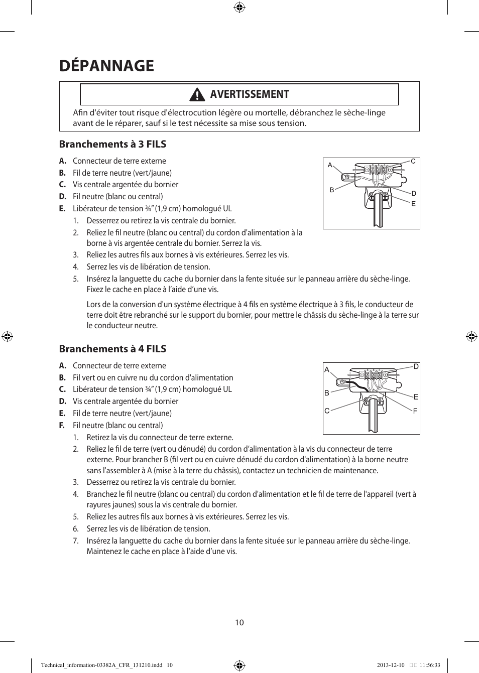 Dépannage, Avertissement | Samsung DV42H5200EF-A3 User Manual | Page 22 / 36