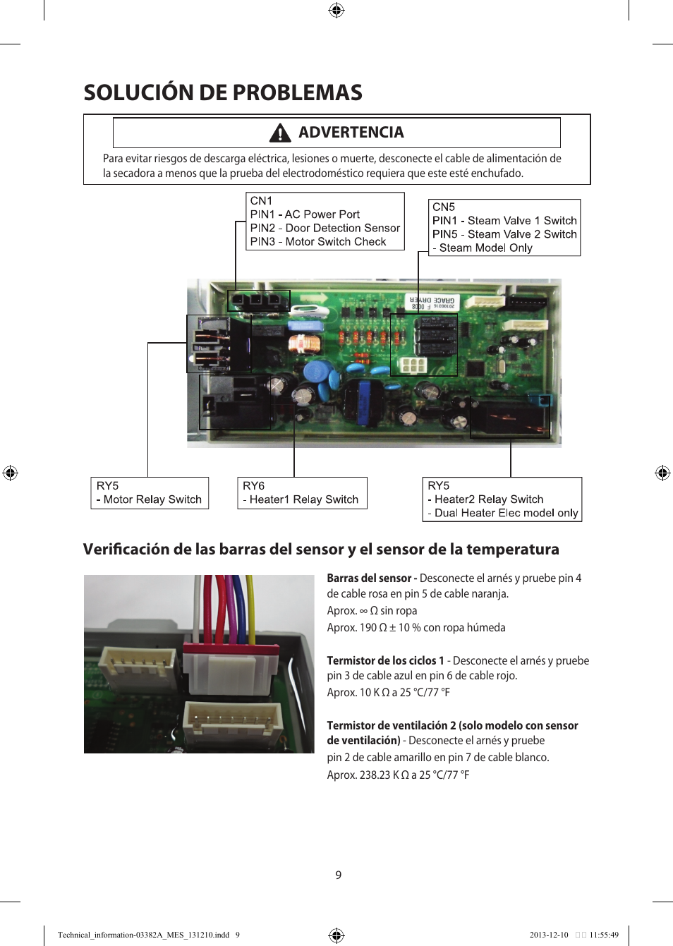 Solución de problemas, Advertencia | Samsung DV42H5200EF-A3 User Manual | Page 33 / 36