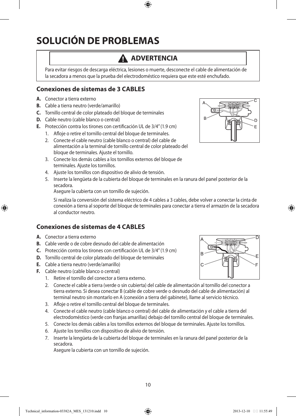 Solución de problemas, Advertencia | Samsung DV42H5200EF-A3 User Manual | Page 34 / 36