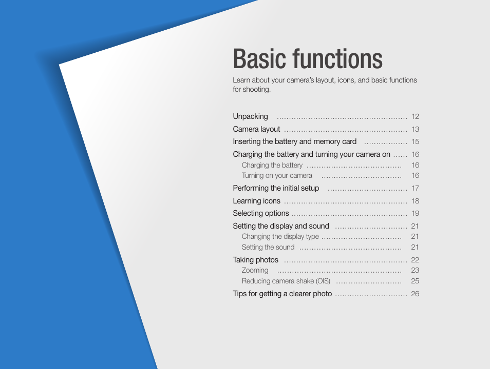 Basic functions | Samsung EC-PL210ZBPUUS User Manual | Page 12 / 115