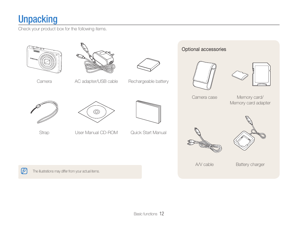 Unpacking | Samsung EC-PL210ZBPUUS User Manual | Page 13 / 115
