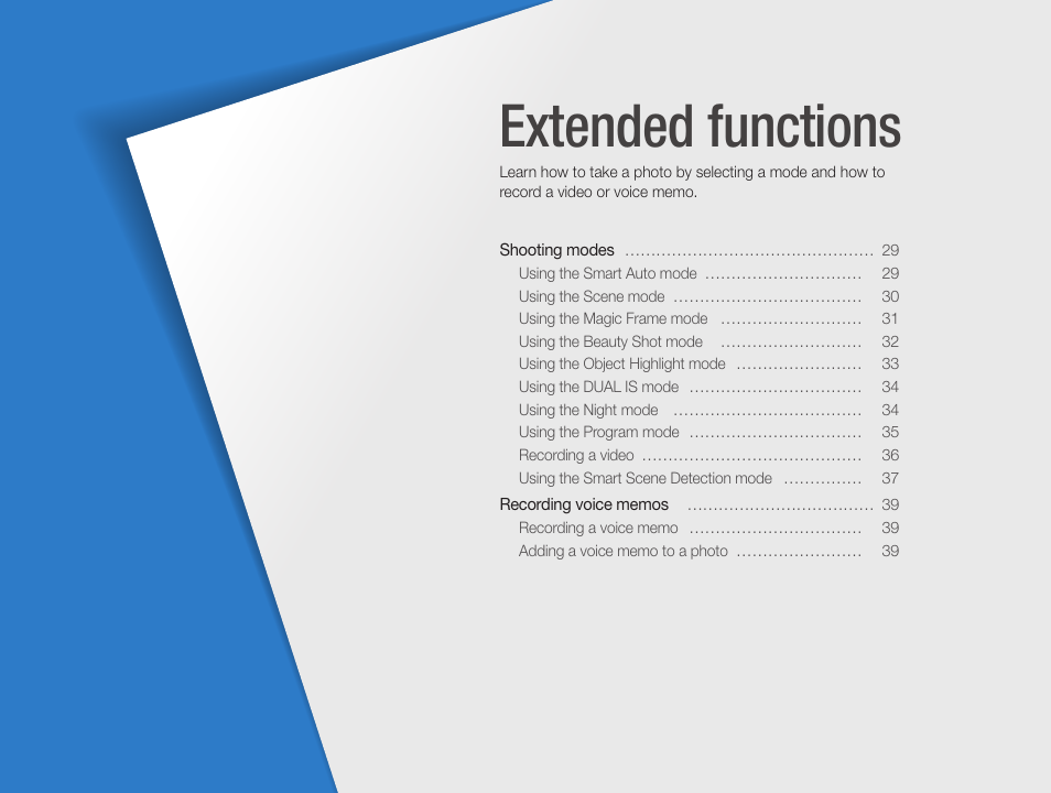 Extended functions | Samsung EC-PL210ZBPUUS User Manual | Page 29 / 115