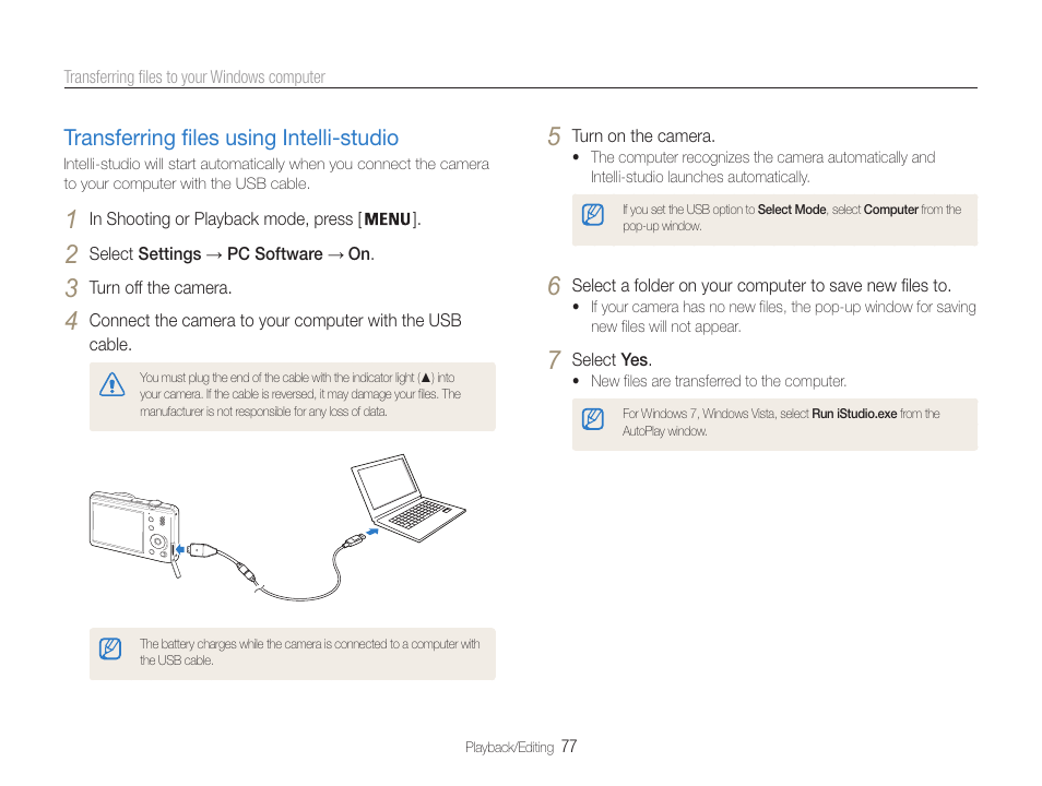 Transferring files using intelli-studio, Transferring files using intelli-studio ……… 77 | Samsung EC-PL210ZBPUUS User Manual | Page 78 / 115