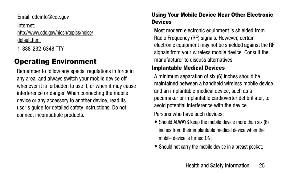 Operating environment | Samsung SGH-I527ZKBATT User Manual | Page 31 / 58