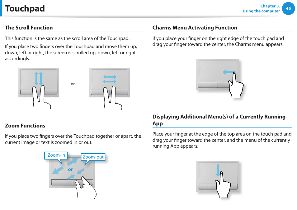 Touchpad | Samsung NP270E5G-K02US User Manual | Page 46 / 129