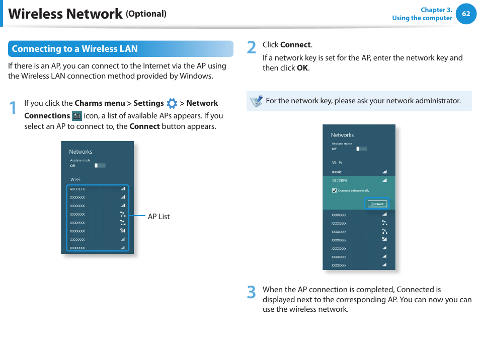 Wireless network | Samsung NP270E5G-K02US User Manual | Page 63 / 129