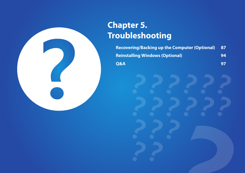 Chapter 5. troubleshooting | Samsung NP270E5G-K02US User Manual | Page 87 / 129