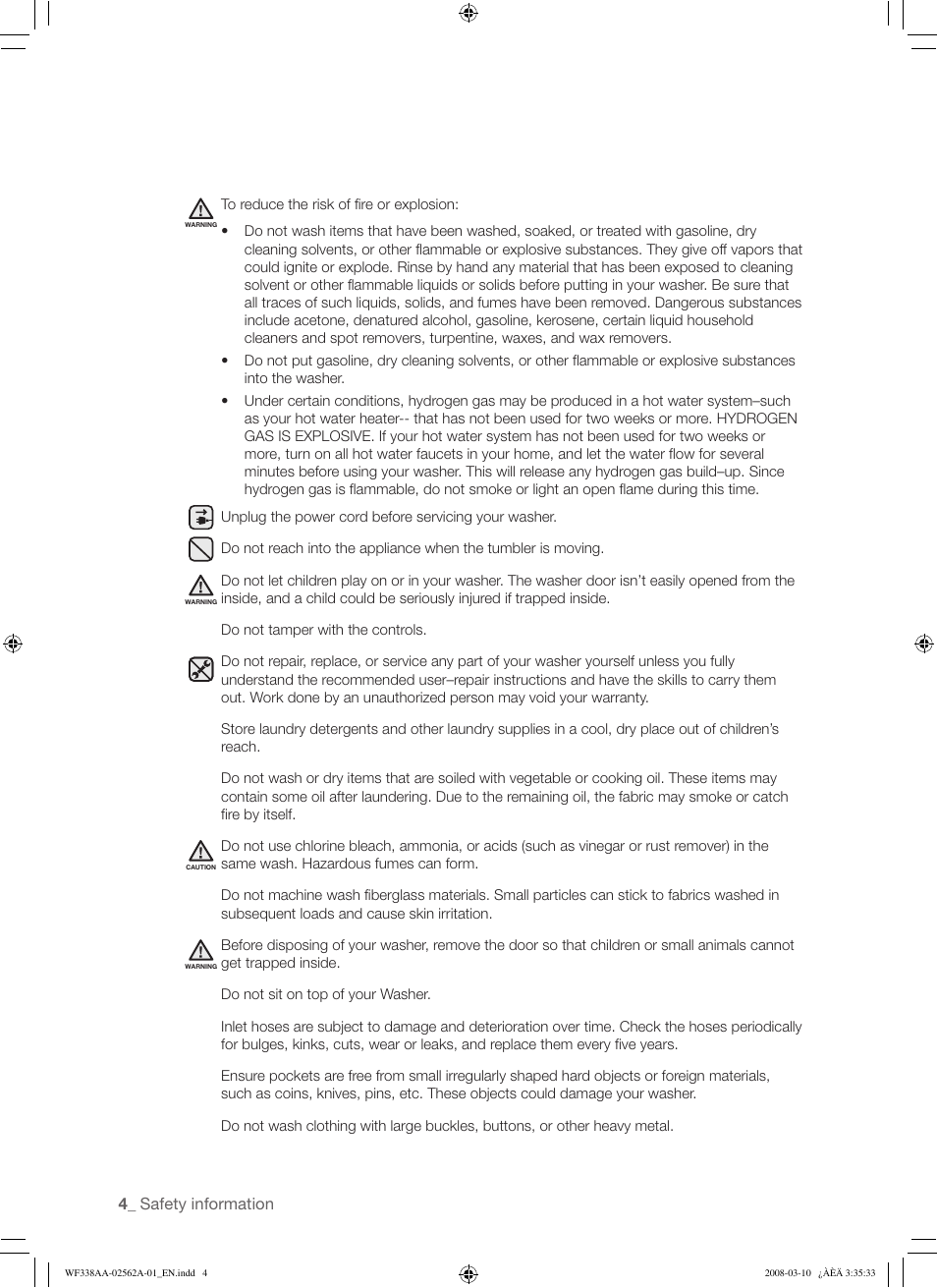 Samsung WF338AAB-XAA User Manual | Page 4 / 60