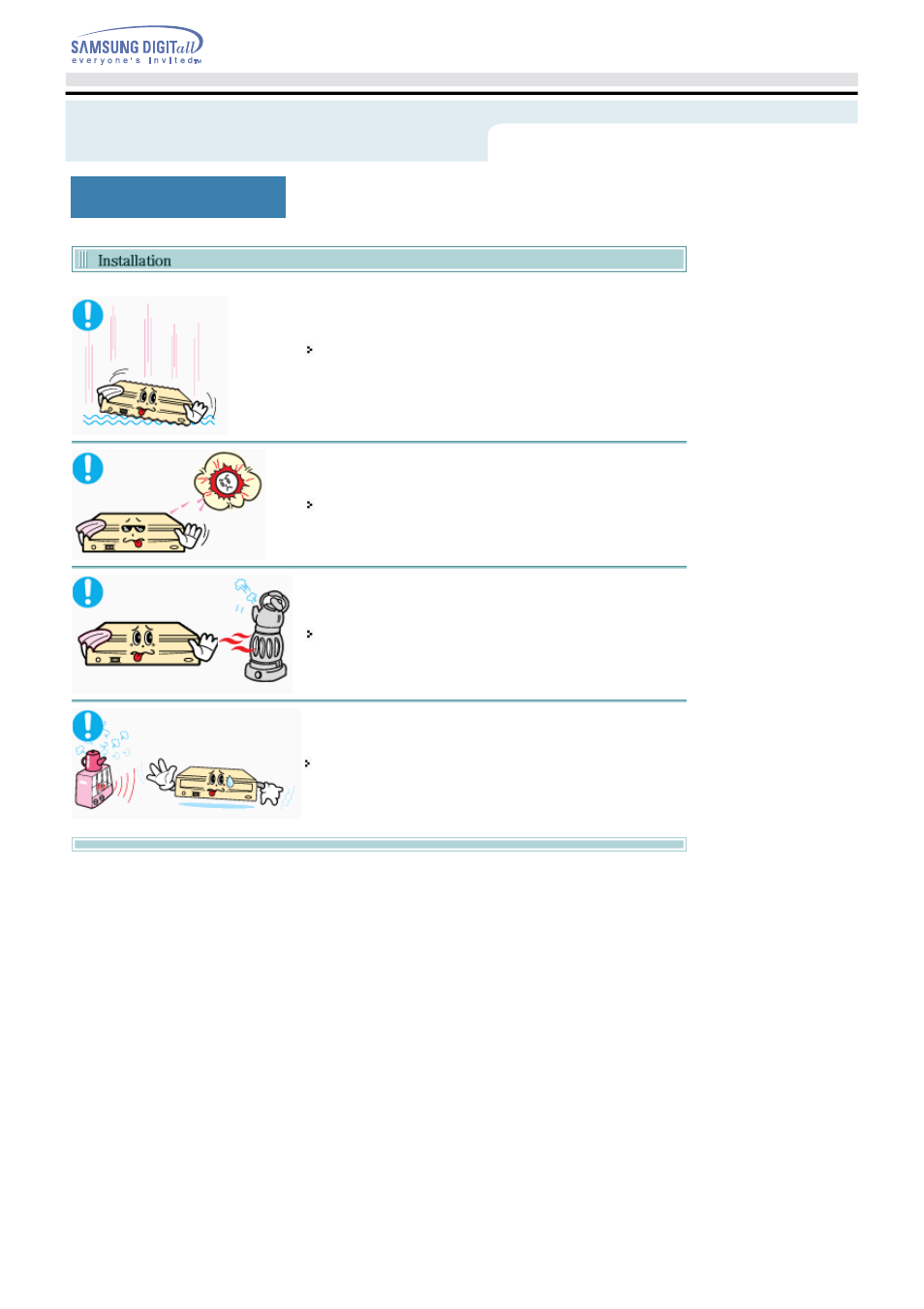 During installation, Safety precautions | Samsung SH-S162L-BEWN User Manual | Page 4 / 32
