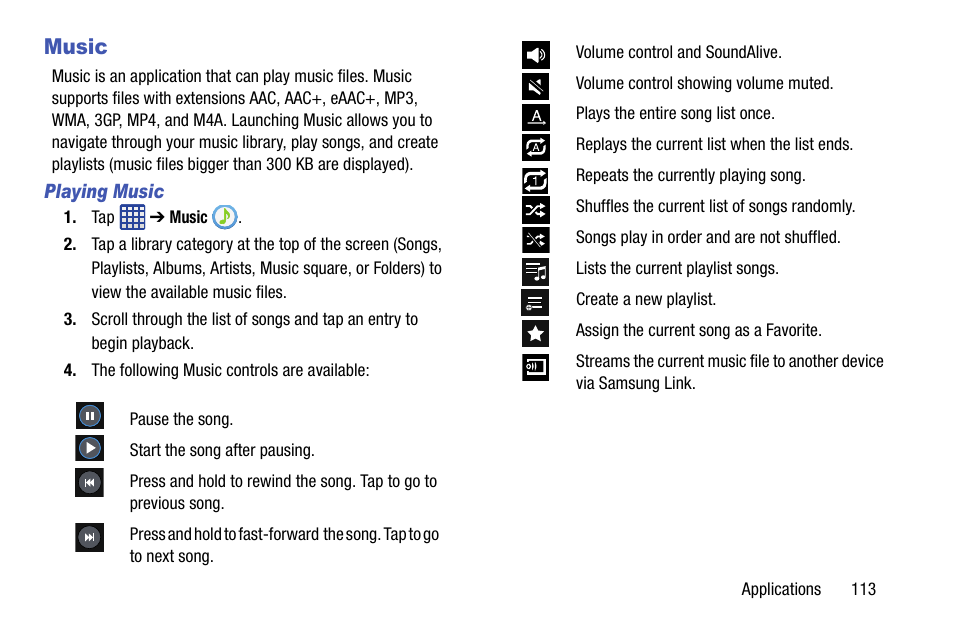 Music, Playing music | Samsung SM-G900AZKZAIO User Manual | Page 121 / 200