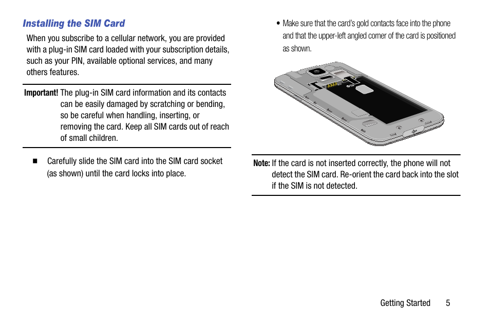 Installing the sim card | Samsung SM-G900AZKZAIO User Manual | Page 13 / 200