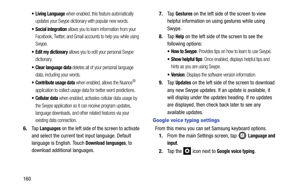 Google voice typing settings | Samsung SM-G900AZKZAIO User Manual | Page 168 / 200