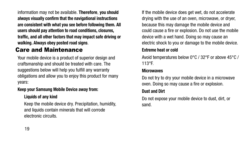 Care and maintenance | Samsung SM-T217AZKAATT User Manual | Page 24 / 54