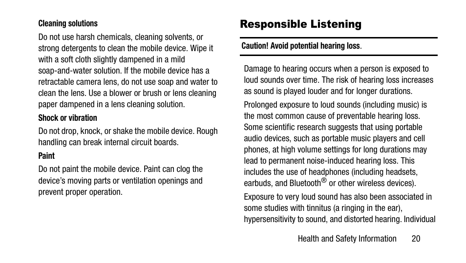 Responsible listening | Samsung SM-T217AZKAATT User Manual | Page 25 / 54