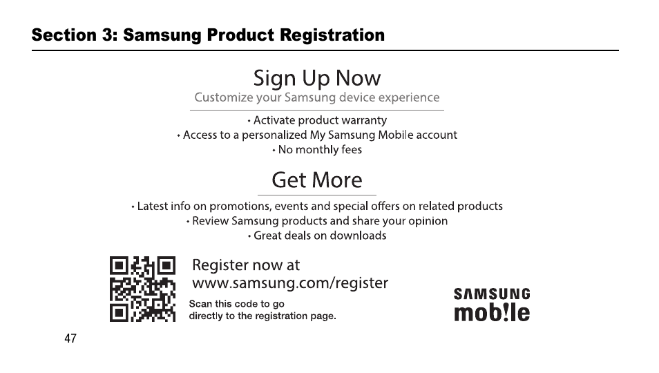 Section 3: samsung product registration | Samsung SM-T217AZKAATT User Manual | Page 52 / 54