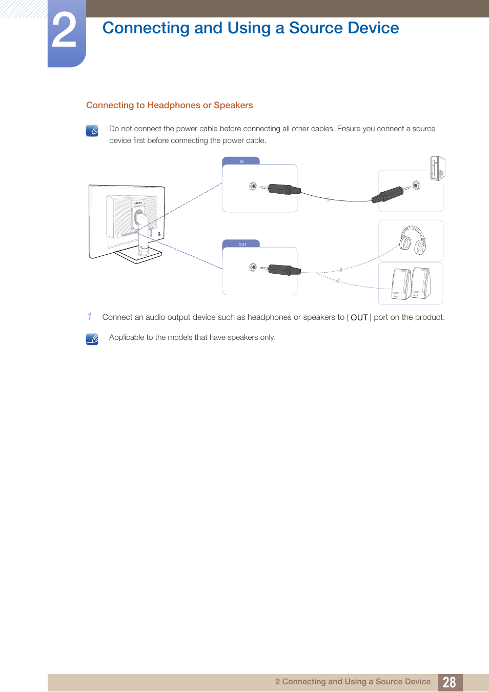 Connecting and using a source device | Samsung LS19C45KBRV-GO User Manual | Page 28 / 122